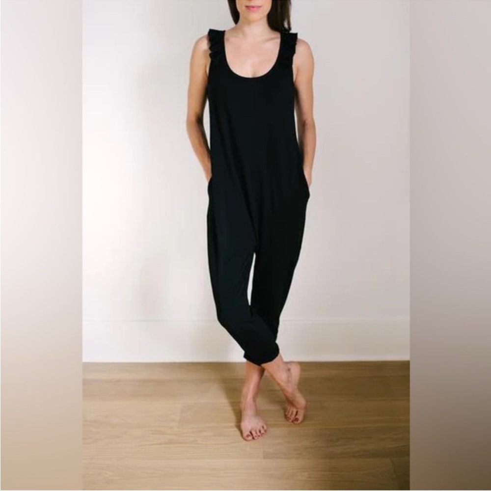 Smash + Tess Black Sweetheart Jumpsuit with Tapered Legs